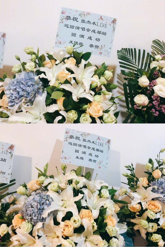 张杰成都演唱会幕后王俊凯王源送花祝贺,火箭