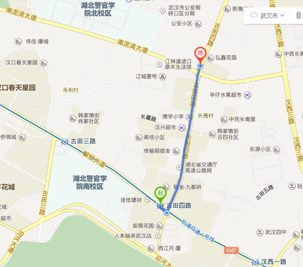 到中国湖北省武汉市硚口区南泥湾大道坐地铁去