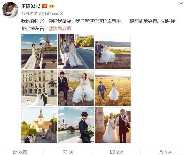 演员王阳首晒婚纱照，爱妻竟是《十八岁的天空》里的她