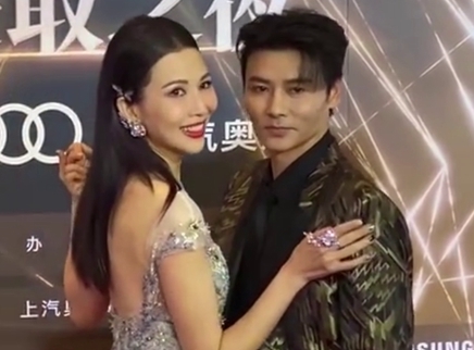 张晋红毯帮蔡少芬踢裙子