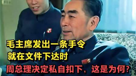 史记文学社第三季 毛主席发出一条手令，就在文件下达时，周总理又为何私自扣下？