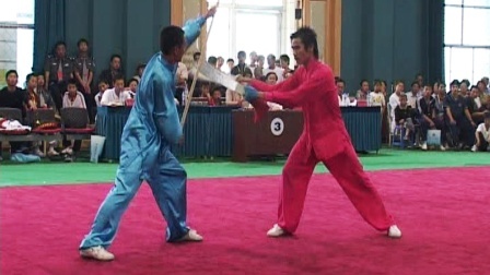 尘封赛事 尘封赛事 2005年第五届全国武术馆校武术比赛 对练比赛 016 双刀进枪