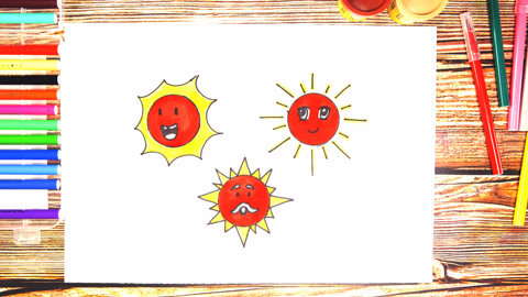 白白侠画画 圆形变太阳简笔画