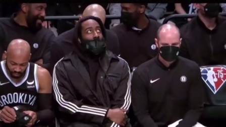NBA热辣资讯 哈登现身替补席观战！不知道看了比赛的登哥会有什么感想？