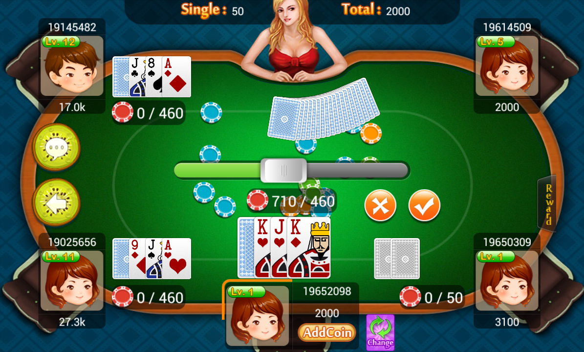 show hand -- five card stud