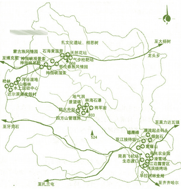 大兴安岭东麓献坡,距鄂伦春自治旗首府阿里河镇265公里,是约九万年前