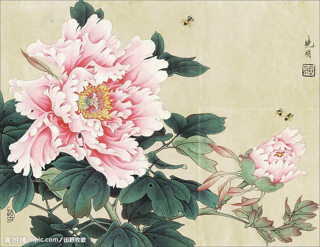 在工笔画中装饰性尤其是不可缺少的因素,从构图线描设色到形象的细部